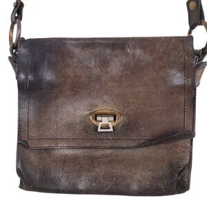 Brown Leather Vintage Satchel Minimalist Small Crossbody Shoulder Bag Unisex